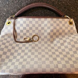 Louis Vuitton Brown and Cream Checkered Satchel